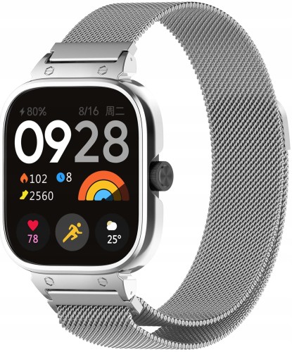 PASEK BRANSOLETA Z WBUDOWANYM ETUI DO XIAOMI REDMI WATCH 4 - SREBRNY