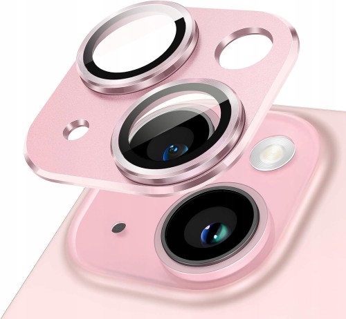 SZKŁO OSŁONA NA OBIEKTYW APARAT ALUMINIUM DO IPHONE 15/15 PLUS - RÓŻOWY