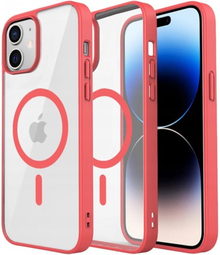 ETUI DO IPHONE 12 / 12 PRO PRZEŹROCZYSTE MAGNETYCZNE DO MAGSAFE | CZERWONY