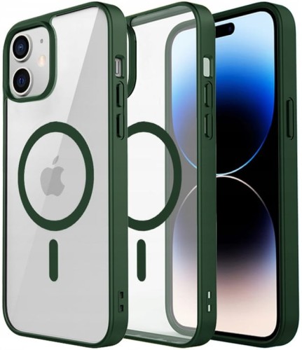 ETUI DO IPHONE 12 MINI PRZEŹROCZYSTE MAGNETYCZNE DO MAGSAFE | ZIELONY