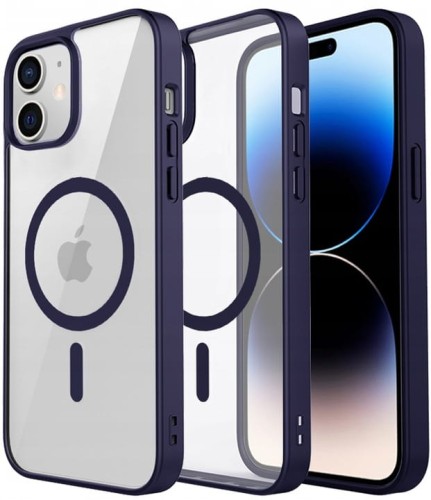 ETUI DO IPHONE 12 MINI PRZEŹROCZYSTE MAGNETYCZNE DO MAGSAFE | FIOLETOWY