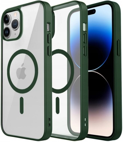 ETUI DO IPHONE 13 PRO PRZEŹROCZYSTE MAGNETYCZNE DO MAGSAFE | ZIELONY
