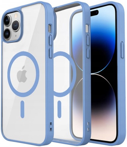 ETUI DO IPHONE 13 PRO PRZEŹROCZYSTE MAGNETYCZNE DO MAGSAFE | NIEBIESKI