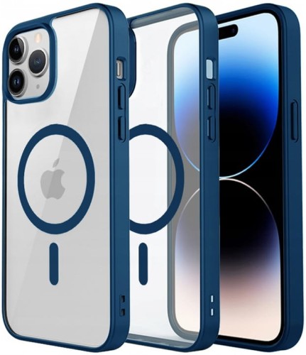 ETUI DO IPHONE 13 PRO PRZEŹROCZYSTE MAGNETYCZNE DO MAGSAFE | GRANATOWY