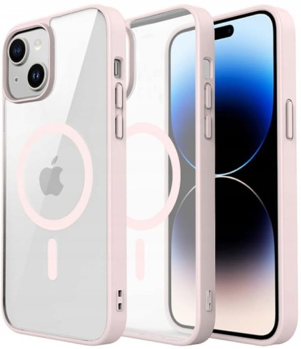 ETUI DO IPHONE 15 PRZEŹROCZYSTE MAGNETYCZNE DO MAGSAFE | RÓŻOWY