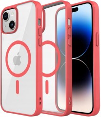 ETUI DO IPHONE 15 PRZEŹROCZYSTE MAGNETYCZNE DO MAGSAFE | CZERWONY