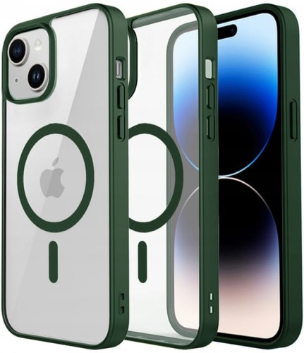 ETUI DO IPHONE 15 PRZEŹROCZYSTE MAGNETYCZNE DO MAGSAFE | ZIELONY