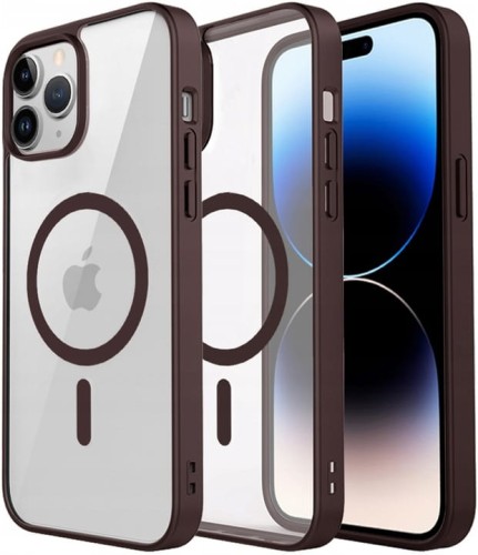 ETUI DO IPHONE 15 PRO MAX PRZEŹROCZYSTE MAGNETYCZNE DO MAGSAFE | BORDOWY