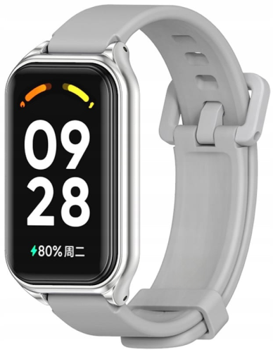 PASEK OPASKA Z ETUI DO XIAOMI REDMI SMART BAND 2 / MI BAND 8 ACTIVE - SZARY