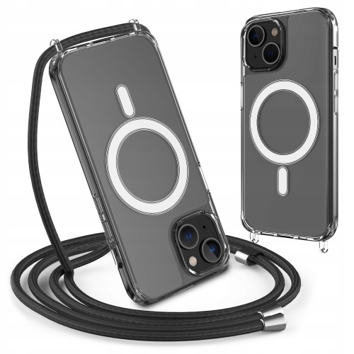 ETUI ZE SZNURKIEM SMYCZĄ DO IPHONE 14 PLUS / 15 PLUS WZMACNIANE DO MAGSAFE