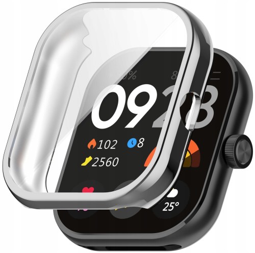 ETUI OBUDOWA 2W1 Z OSŁONĄ NA EKRAN DO XIAOMI REDMI WATCH 4 - SREBRNY