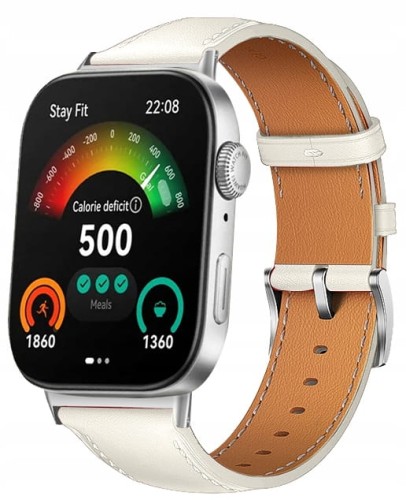 PASEK SKÓRZANY ELEGANCKI DO HUAWEI WATCH FIT 3 / 4 / 4 PRO / 5 / 5 PRO WYGODNA OPASKA - BIAŁY