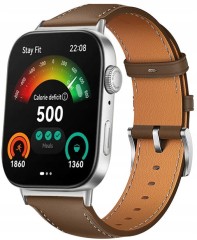 PASEK SKÓRZANY ELEGANCKI DO HUAWEI WATCH FIT 3 / 4 / 4 PRO WYGODNA OPASKA - BRĄZOWY