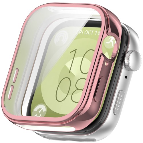 ETUI OBUDOWA 2W1 Z OSŁONĄ NA EKRAN DO HUAWEI WATCH FIT 3 - RÓŻOWY