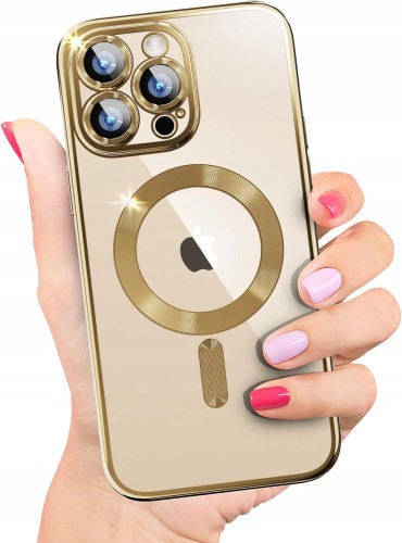 ETUI DO IPHONE 13 PRO PRZEŹROCZYSTE OCHRONA APARATÓW DO MAGSAFE | ZŁOTY