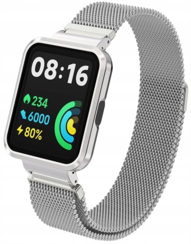 PASEK BRANSOLETA Z WBUDOWANYM ETUI DO XIAOMI REDMI WATCH 2 LITE - SREBRNY