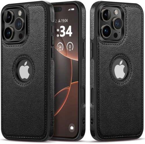 ETUI SKÓRZANE ELEGANCKIE DO IPHONE 16 PRO MAX PREMIUM EKO-SKÓRA - CZARNY