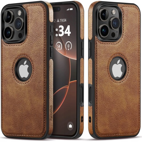 ETUI SKÓRZANE ELEGANCKIE DO IPHONE 16 PRO MAX PREMIUM EKO-SKÓRA - BRĄZOWY