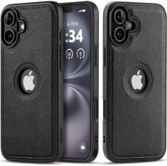 ETUI SKÓRZANE ELEGANCKIE DO IPHONE 16 PREMIUM CASE EKO-SKÓRA - CZARNY