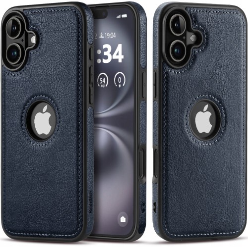 ETUI SKÓRZANE ELEGANCKIE DO IPHONE 16 PLUS PREMIUM EKO-SKÓRA - GRANATOWY