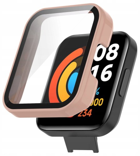 ETUI OCHRONNE + SZKŁO HARTOWANE 2W1 DO XIAOMI REDMI WATCH 2 LITE - RÓŻOWY