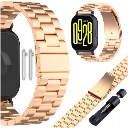 PASEK BRANSOLETA STALOWA DO XIAOMI REDMI WATCH 5 ACTIVE / 5 LITE - RÓŻOWE ZŁOTO