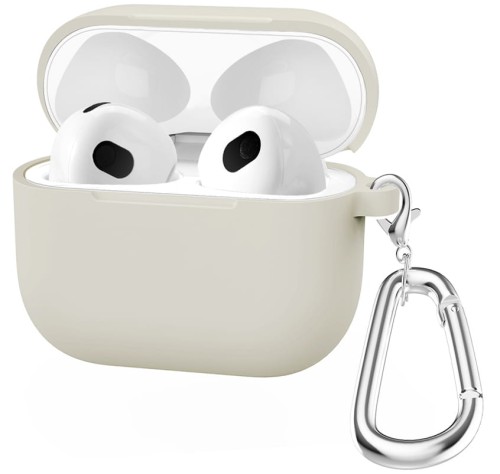 ETUI SILIKONOWE OBUDOWA DO APPLE AIRPODS 4 COVER CASE KARABIŃCZYK - BEŻOWY