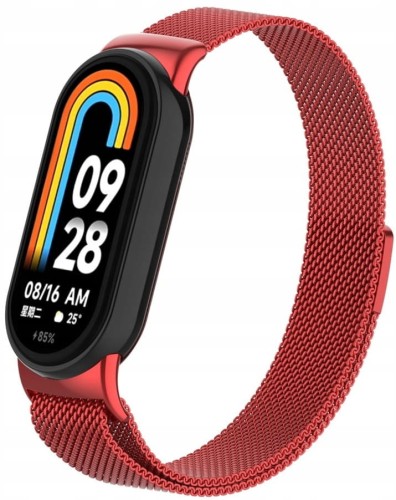 BRANSOLETA MILANESE DO XIAOMI SMART MI BAND 8/9/10 – STYLOWY PASEK, CZERWONY