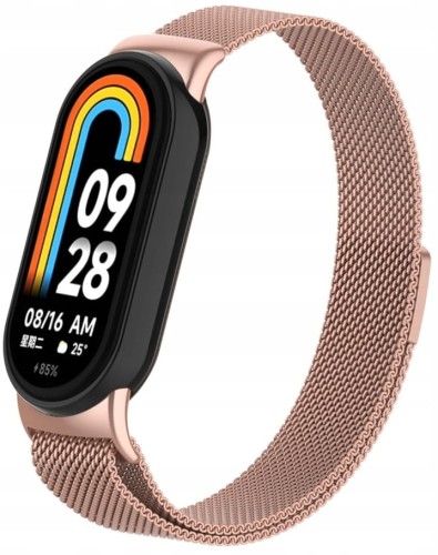 BRANSOLETA MILANESE DO XIAOMI SMART MI BAND 8/9/10 – STYLOWY PASEK, PUDROWY