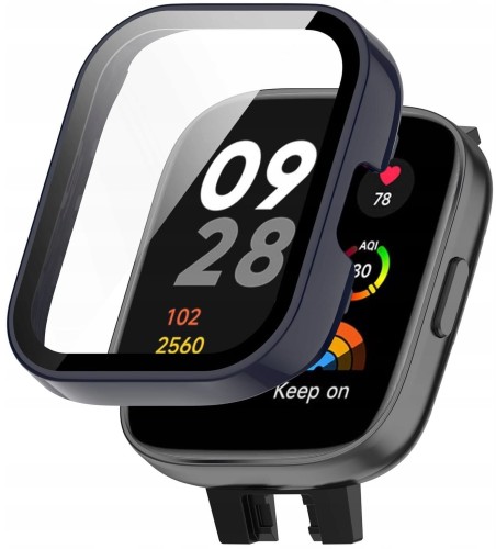 ETUI OCHRONNE + SZKŁO HARTOWANE 2W1 DO XIAOMI REDMI WATCH 3 - GRANATOWY
