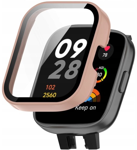 ETUI OCHRONNE + SZKŁO HARTOWANE 2W1 DO XIAOMI REDMI WATCH 3 - RÓŻOWY