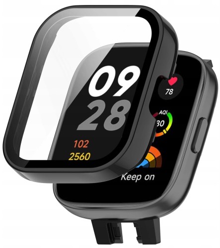 ETUI OCHRONNE + SZKŁO HARTOWANE 2W1 DO XIAOMI REDMI WATCH 3 - CZARNY