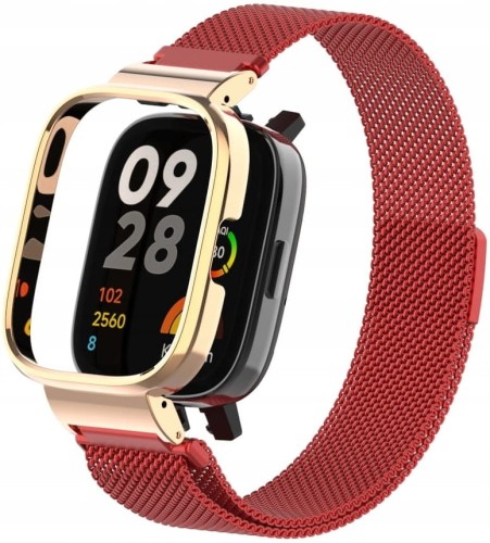 PASEK BRANSOLETA Z WBUDOWANYM ETUI DO XIAOMI REDMI WATCH 3 - CZERWONY