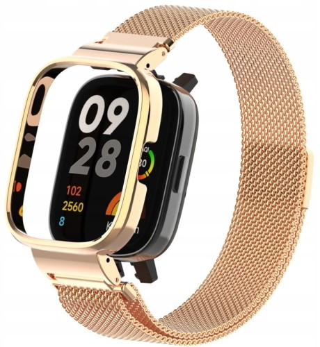 PASEK BRANSOLETA Z WBUDOWANYM ETUI DO XIAOMI REDMI WATCH 3 - RÓŻOWE ZŁOTO