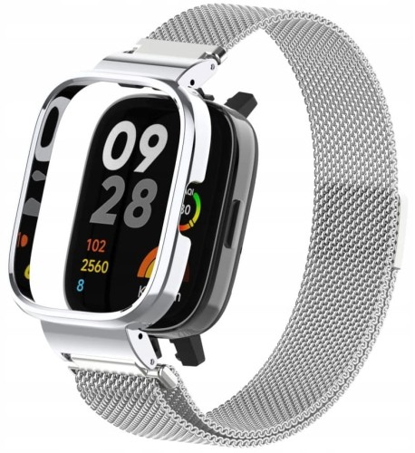 PASEK BRANSOLETA Z WBUDOWANYM ETUI DO XIAOMI REDMI WATCH 3 - SREBRNY