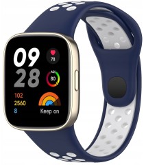 PASEK PERFOROWANY SPORTOWY DO XIAOMI REDMI WATCH 3  GRANATOWO - BIAŁY