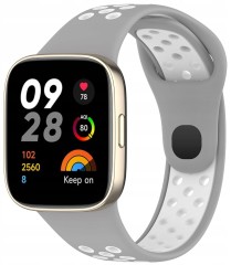 PASEK PERFOROWANY SPORTOWY DO XIAOMI REDMI WATCH 3 SZARO - BIAŁY 
