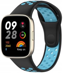 PASEK PERFOROWANY SPORTOWY DO XIAOMI REDMI WATCH 3 CZARNO - NIEBIESKI