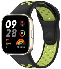 PASEK PERFOROWANY SPORTOWY DO XIAOMI REDMI WATCH 3 CZARNO - ZIELONY