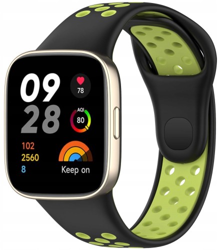PASEK PERFOROWANY SPORTOWY DO XIAOMI REDMI WATCH 3 CZARNO - ZIELONY