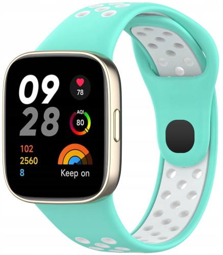 PASEK PERFOROWANY SPORTOWY DO XIAOMI REDMI WATCH 3 TURKUSOWO - BIAŁY 