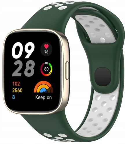 PASEK PERFOROWANY SPORTOWY DO XIAOMI REDMI WATCH 3 ZIELONO - BIAŁY 