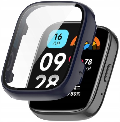 ETUI OCHRONNE + SZKŁO HARTOWANE 2W1 DO XIAOMI REDMI WATCH 3 ACTIVE - GRANATOWY