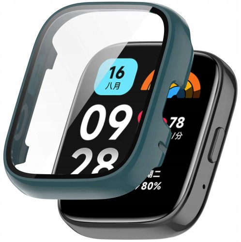 ETUI OCHRONNE + SZKŁO HARTOWANE 2W1 DO XIAOMI REDMI WATCH 3 ACTIVE - ZIELONY