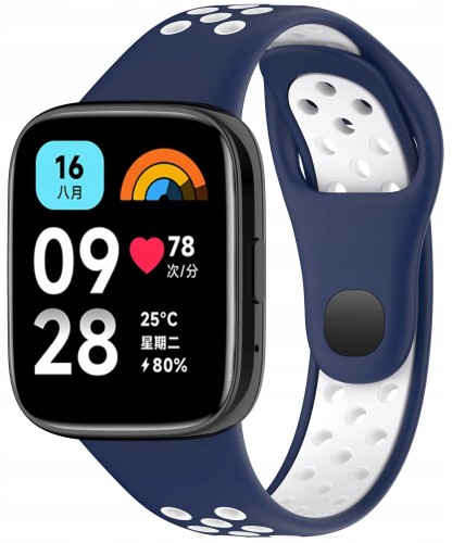 PASEK DWUKOLOROWY OPASKA DO XIAOMI REDMI WATCH 3 ACTIVE, GRANATOWO - BIAŁY