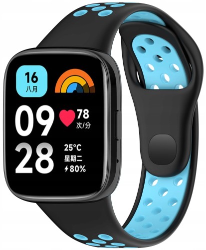 PASEK DWUKOLOROWY OPASKA DO XIAOMI REDMI WATCH 3 ACTIVE, CZARNO - NIEBIESKI