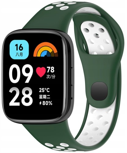 PASEK DWUKOLOROWY OPASKA DO XIAOMI REDMI WATCH 3 ACTIVE, ZIELONO - BIAŁY