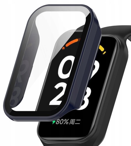 ETUI OCHRONNE + SZKŁO HARTOWANE 2W1 DO XIAOMI REDMI BAND 2 / MI BAND 8 ACTIVE - GRANATOWY