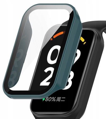 ETUI OCHRONNE + SZKŁO HARTOWANE 2W1 DO XIAOMI REDMI BAND 2 / MI BAND 8 ACTIVE - ZIELONY