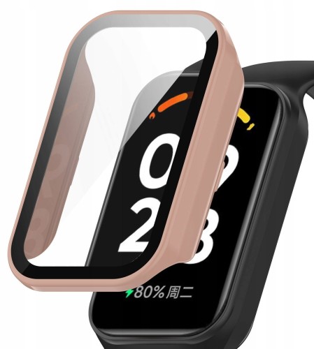 ETUI OCHRONNE + SZKŁO HARTOWANE 2W1 DO XIAOMI REDMI BAND 2 / MI BAND 8 ACTIVE - RÓŻOWY